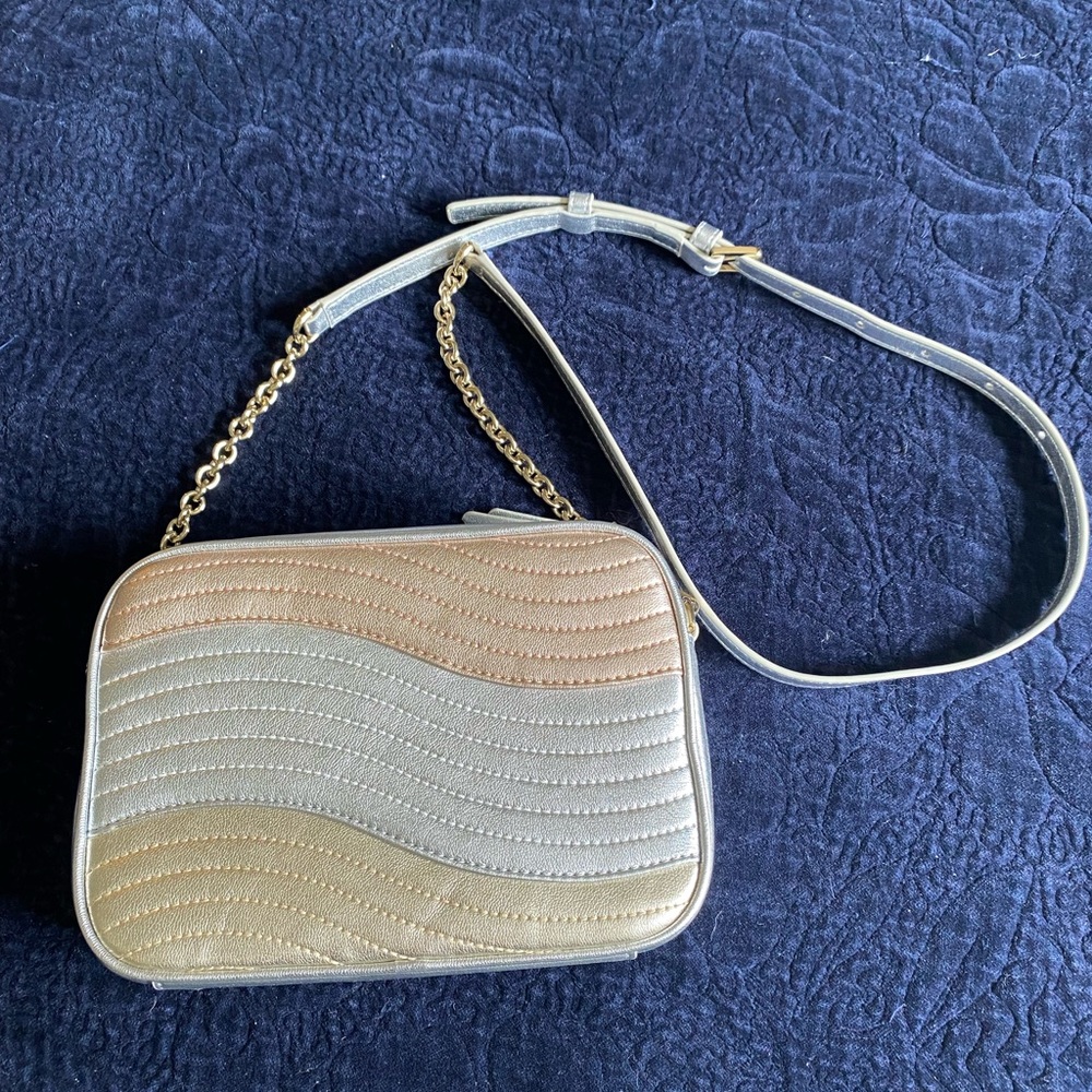 Furla silver gold rose gold wave crossbody bag NWT